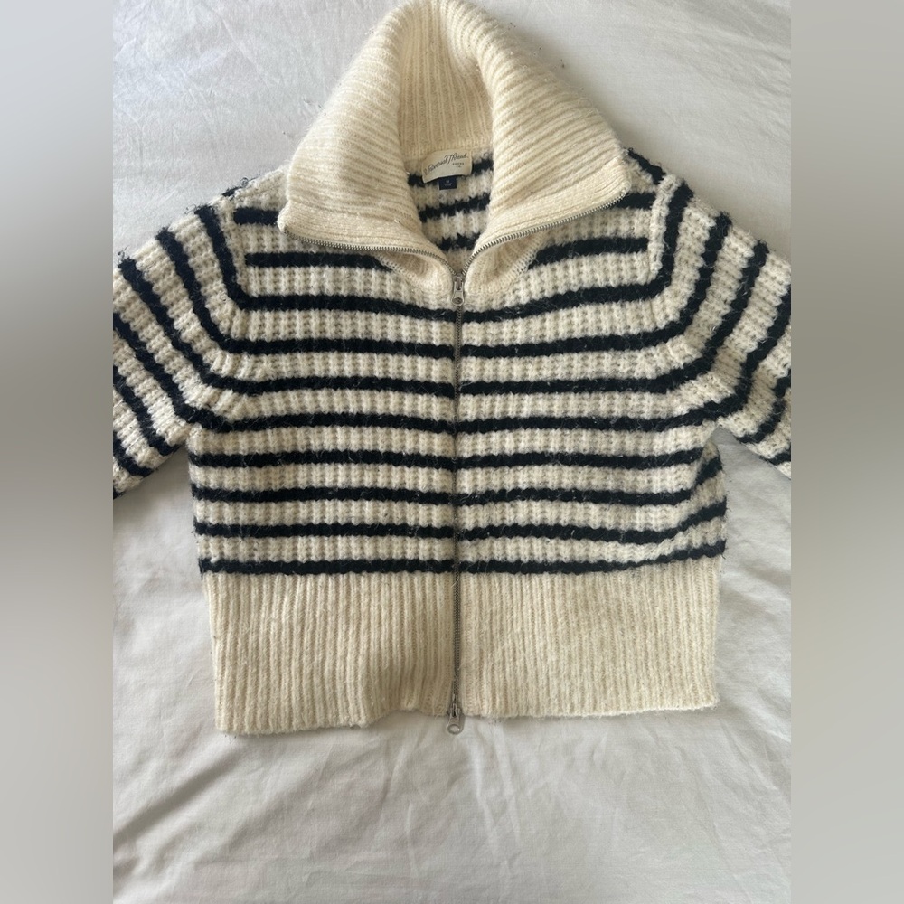 Striped Zip-Up Sweater